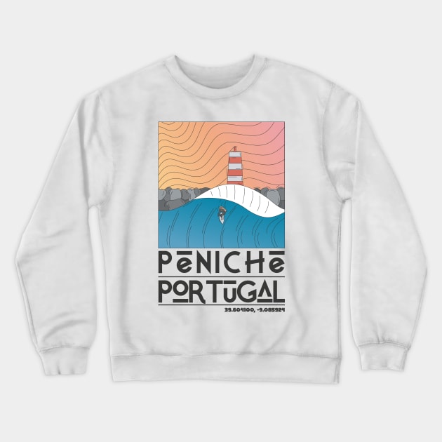 Peniche Portugal Retro Travel Crewneck Sweatshirt by JDP Designs